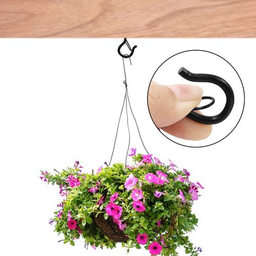 Bonsai hook, black nickel Q-shaped hook with spring buckle, anti-falling safety buckle, sheep eye nail hook, question mark shaped light hook