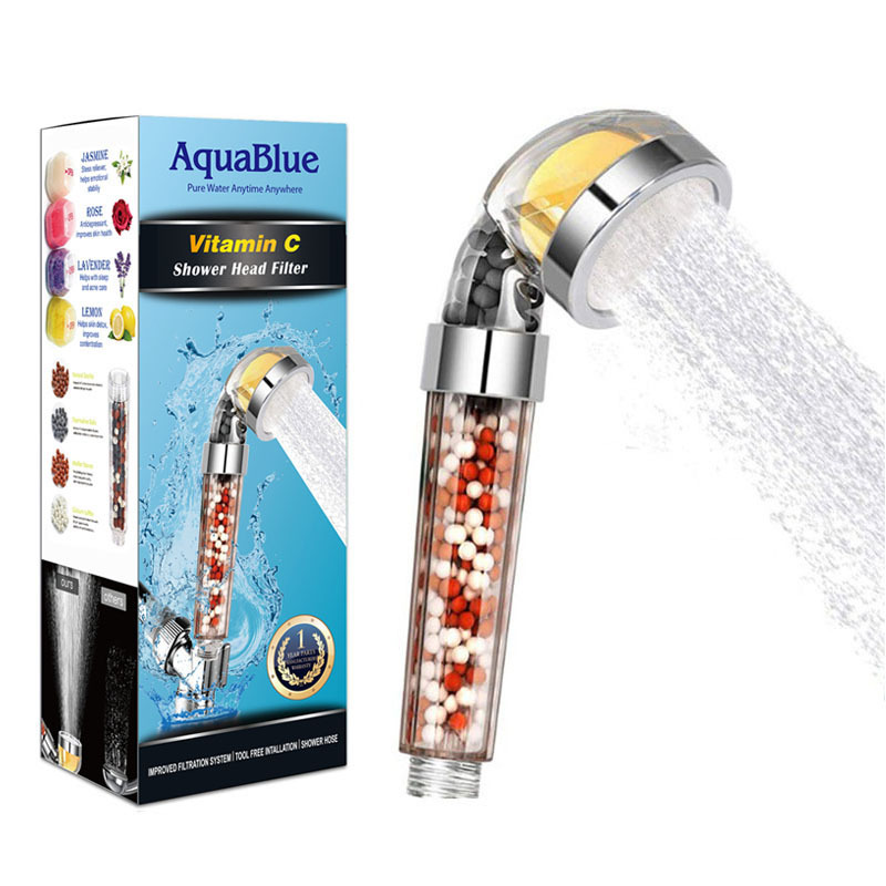 Lemon Aromatherapy Filter Shower Spa Massage Shower Head Maifan Stone Negative Ion Shower Booster