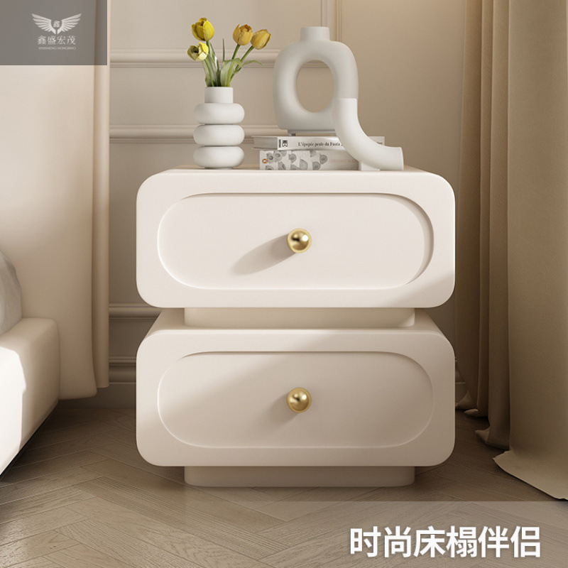 Moderno estilo francés armario de viento crema dormitorio hogar ligero de lujo de madera sólida cabecera simple cabecera de cuero negro