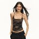 American Style Design Camouflage Rhinestone Short Camisole Slim Top