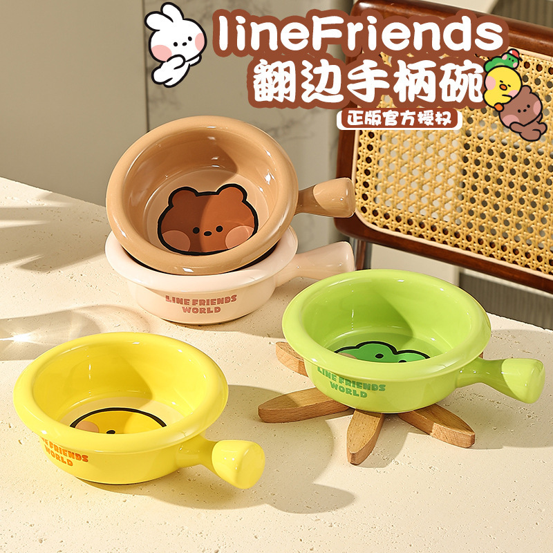 卸売ミニミニヒグマ新しい漫画かわいいセラミックボウル家庭用高価値サラダライスボウルハンドルボウル|undefined