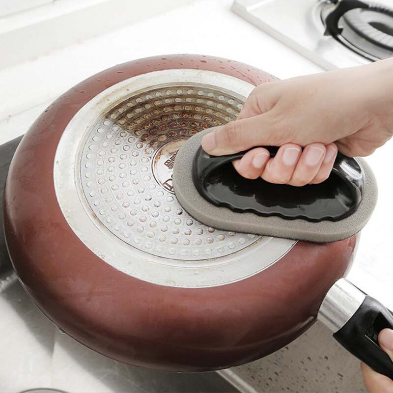 Magic sponge scrubber with handle for cleaning pots and bowls, removing dirt and black grime from pot bottoms, dishwashing brush, pot brush Magic sponge scrubber with handle for cleaning pots and bowls, removing dirt and black grime from pot bottoms, dishwashing brush, pot brush