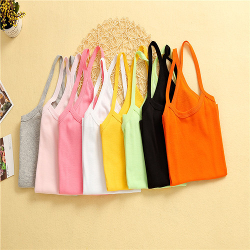 Summer girls camisole children's vest candy color thin section children's bottoming Y-shaped underwear cotton top belly protection