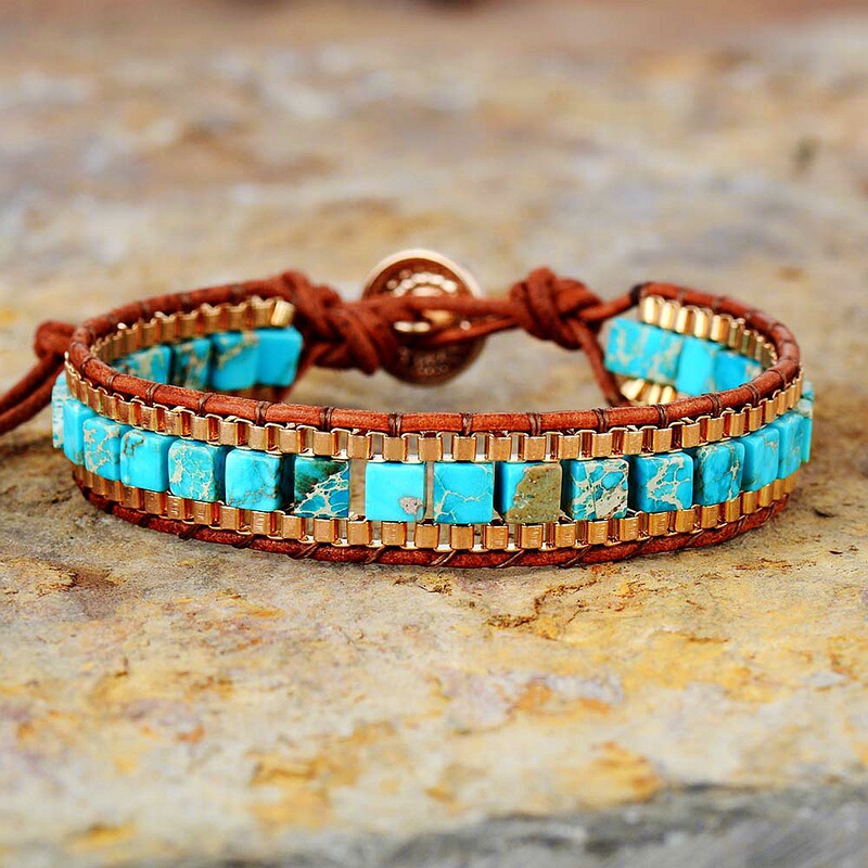 Cross-border popular AliExpress new natural Emperor stone chain hand-woven bracelet European and American leather bracelet Cross-border popular AliExpress new natural Emperor stone chain hand-woven bracelet European and American leather bracelet