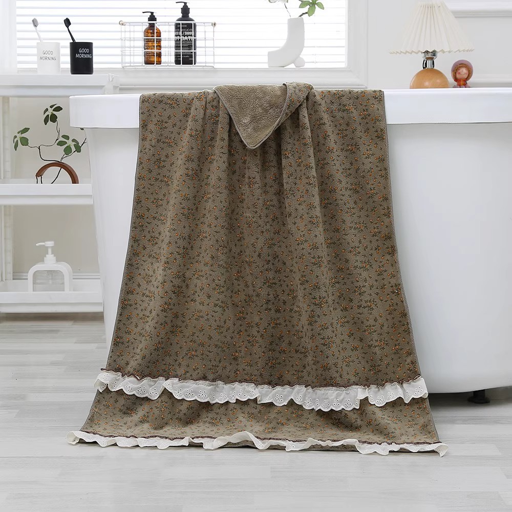 Serviette de visage en dentelle florale douce absorbante coral_voghion.com