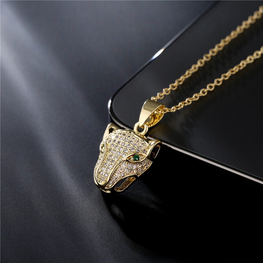 new copper plated 18K gold AAA zircon leopard pendant necklace wholesale