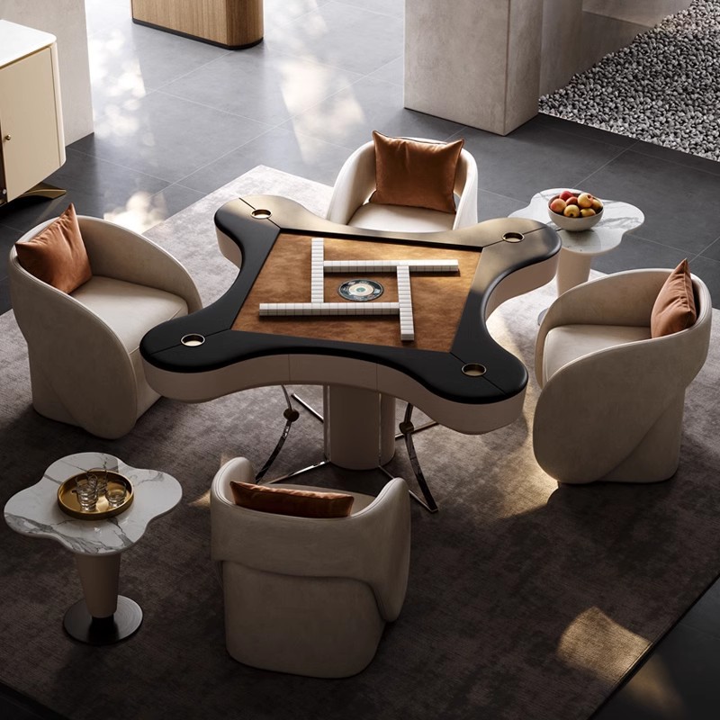 Mesa de mahjong de madera maciza de alta gama estilo italiano de lujo ligero multifunción montaña rusa automática hogar eléctrico mahjong 2024 nuevo