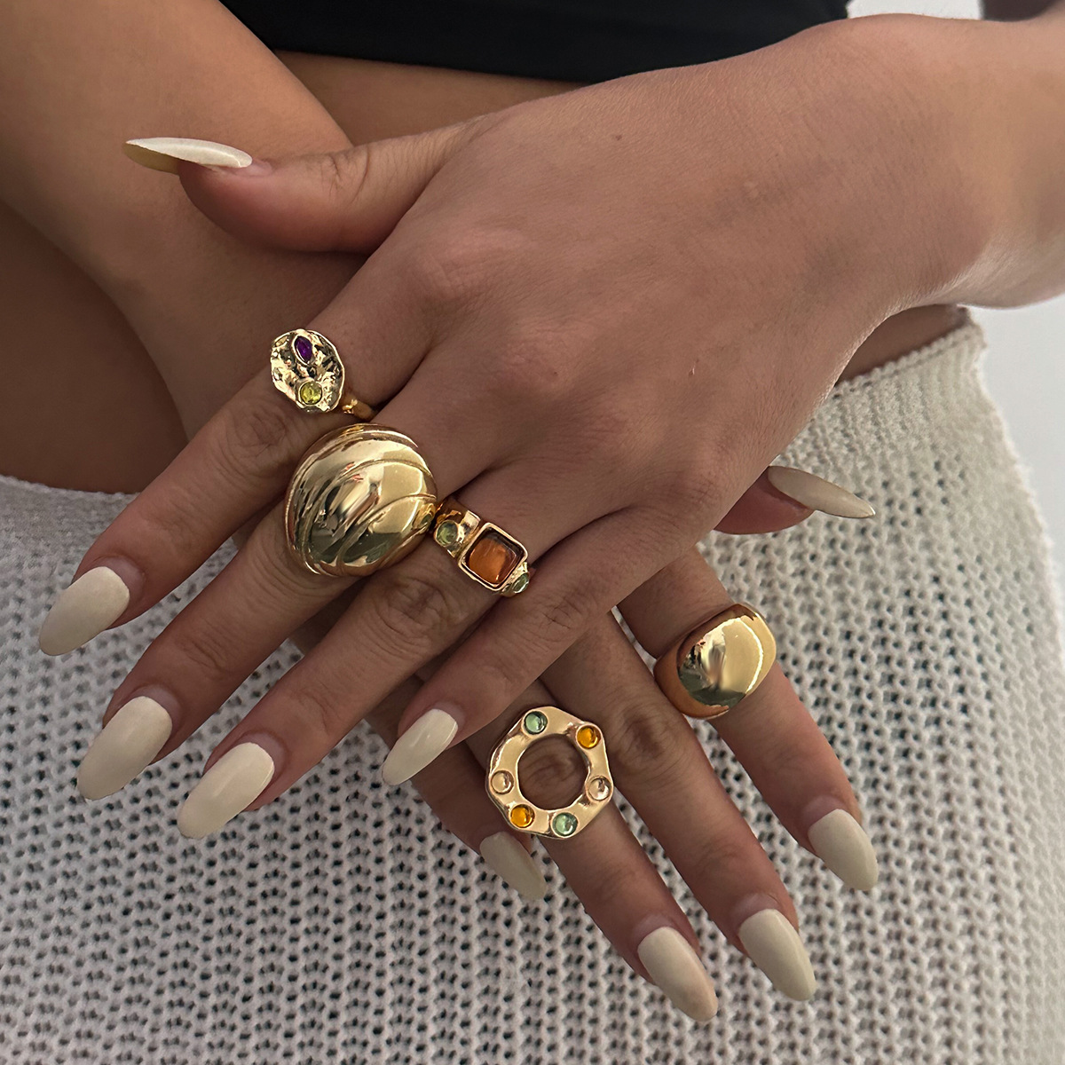 Minimalist Stackable Band Ring Set With Cubic Zirconia For Women_voghion.com