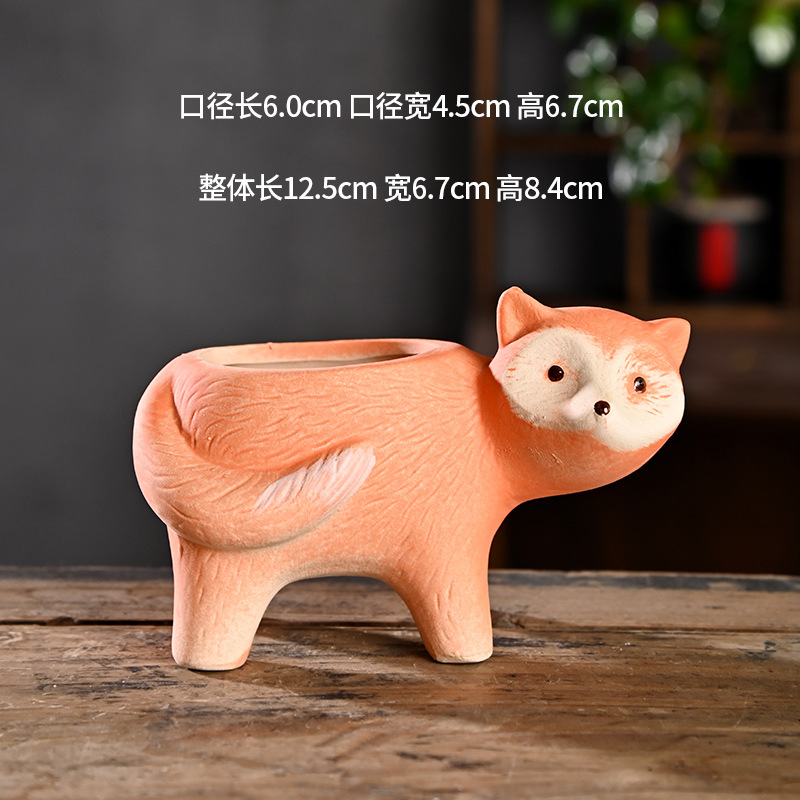 Pequeña caricatura, animal creativo, maceta carnosa, cerámica, arcilla especial para el hogar, maceta de control de raíces de cerámica gruesa, venta al por mayor