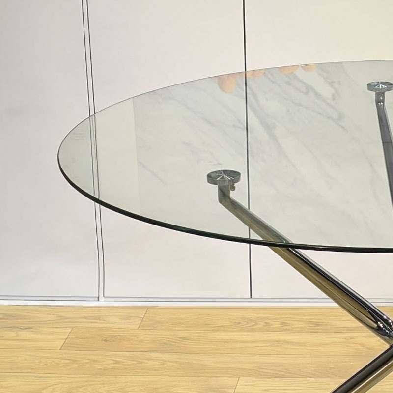 Mesa redonda de vidrio transfronterizo mesa de exposición silla de recepción mesa redonda galvanizada pequeña mesa redonda casera simple balcón mesa de comedor casual