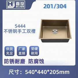 跨境定制土豪金手工台下单盆窄边水池不锈钢洗菜盆厨房水槽大单槽