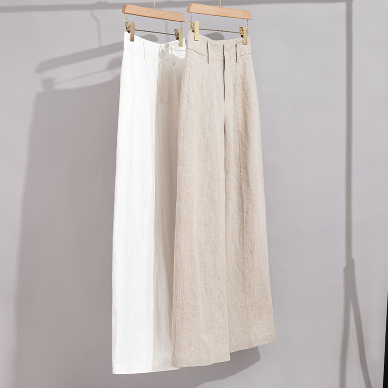 Women's Hemp Wide-Leg Pants Straight Pants Comfortable Breathable Loose Versatile Casual Women's Pants 2025 Spring and Autumn New Pants