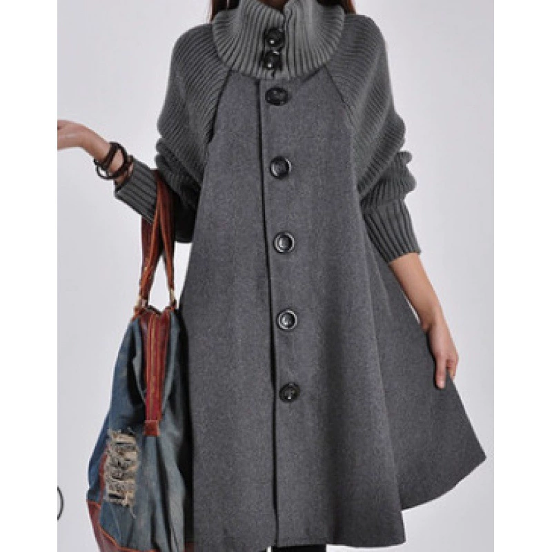 Новая зимняя женская шерстяная накидка-пальто оверсайз средней длины, свободного кроя, 2023 года