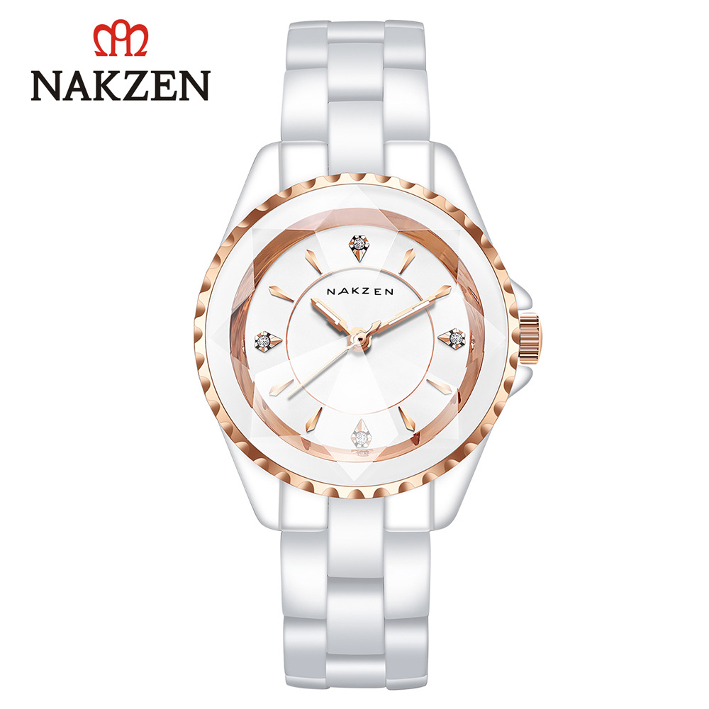 NAKZEN famosa ciudad antigua 1012 nueva correa de cerámica diamante incrustado simple regalo de San Valentín ins reloj de mujer
