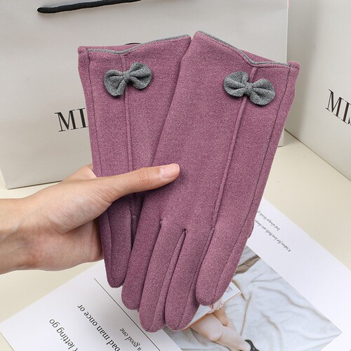 Warm gloves for men and women in winter rabbit velvet plus velvet thickened outdoor riding windproof and cold-proof three-line touch screen gloves