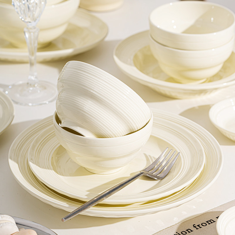[Premium Selection] Single Bowl for Home Use, Beautiful Bowl, Plate, Dish, and Chopsticks, Underglaze Colored Ceramic Tableware Set, Wedding Gift