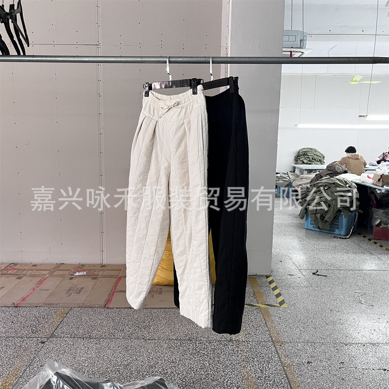 小众 Khadi and Co外单车位 冬季加厚双层夹棉橡筋腰抽绳水洗棉裤