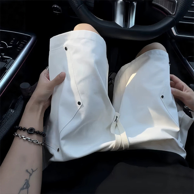 White Studded Work Shorts for Men, Summer American High Street Style, Five-Point Pants, Large Size, Loose Casual Sports Pants White Studded Work Shorts for Men, Summer American High Street Style, Five-Point Pants, Large Size, Loose Casual Sports Pants
