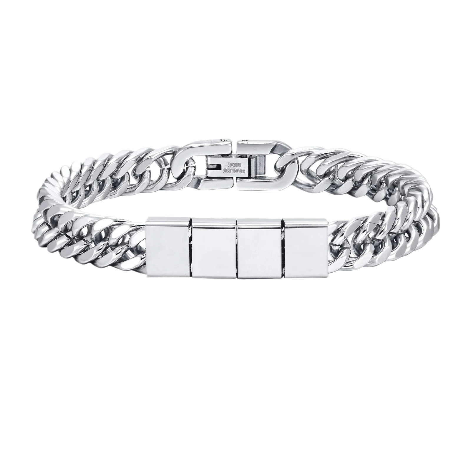 Armband med cubansk länk i rostfritt stål för män_voghion.com