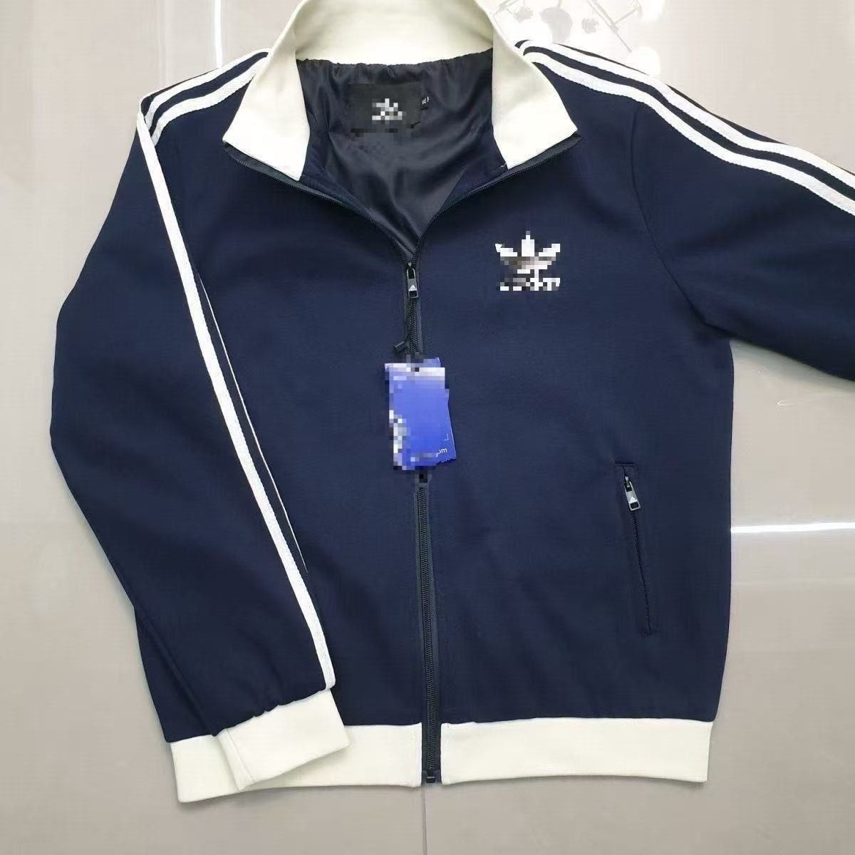 Clover jacket for men and women, couple style, striped stand-up collar, classic embroidery, casual retro versatile sports jacket wholesale
