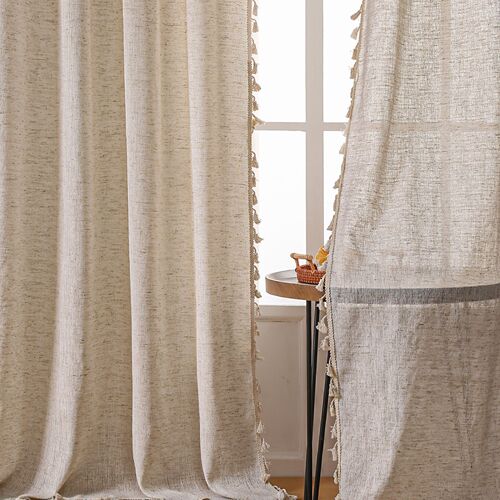 Modern minimalist-style solid-color semi-blackout curtains—elegant balcony screening fabric, simple yet sophisticated ready-made curtains for home use.
