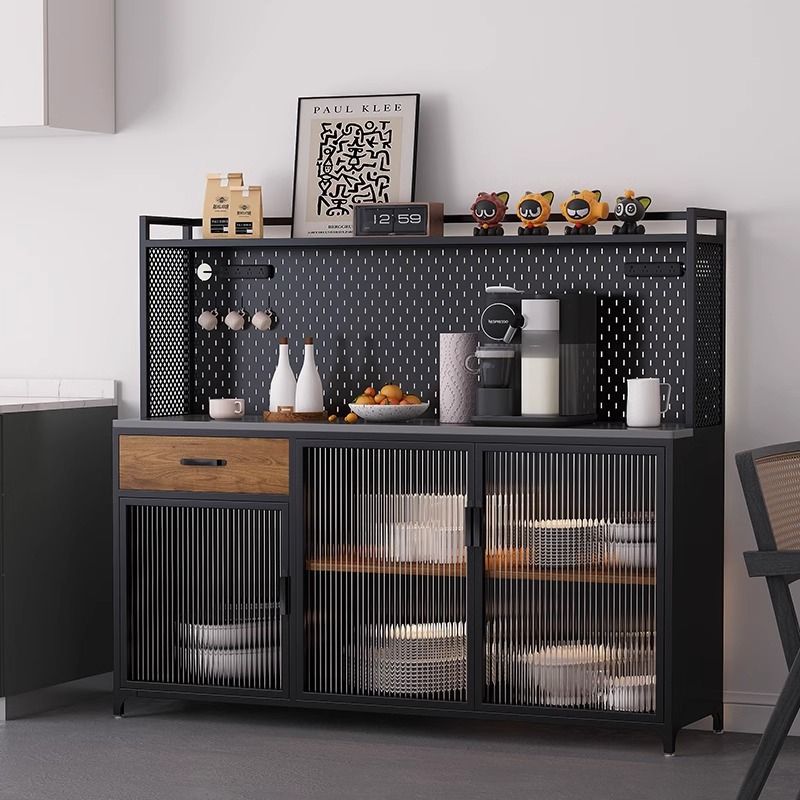 铁艺餐边柜靠墙一体工业风储物柜咖啡机柜茶水柜置物柜客厅收纳柜