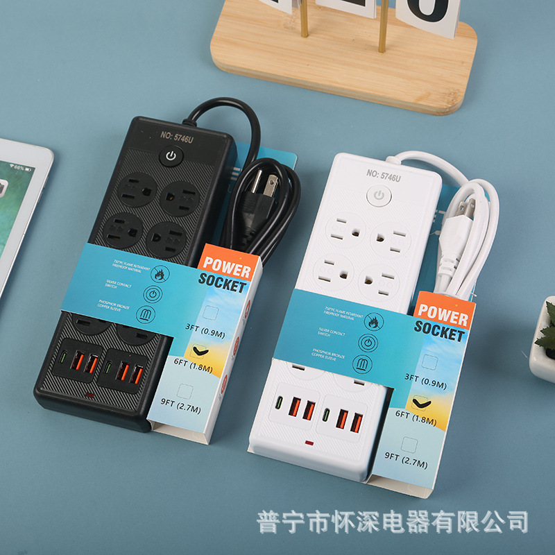 4USB + 2Type-C doble fila enchufe estándar americano de América del Sur México 6FT110V escritorio de oficina en el hogar