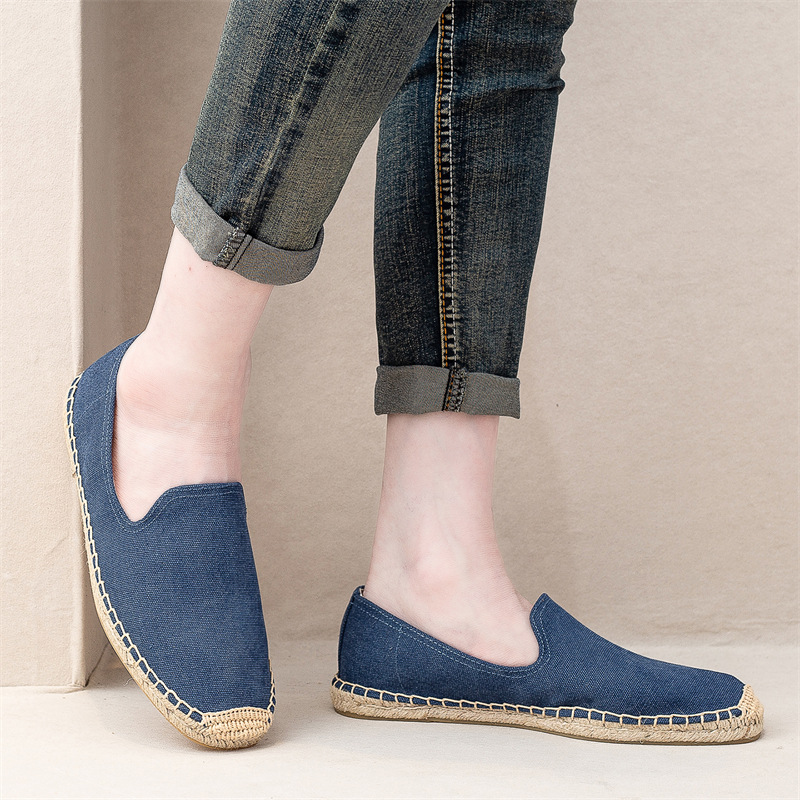 Fisherman Shoes Men's Spring and Summer New Linen Canvas Simple Casual Straw Soft Bottom Loafers Slip-on Loafers