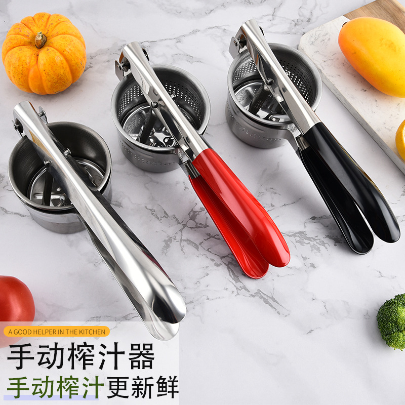 Prensa de patatas de acero inoxidable extrusor de jugo manual extrusor de verduras extrusor de agua frutas extrusor de jugo de puré de ajo extrusor de jugo mágico
