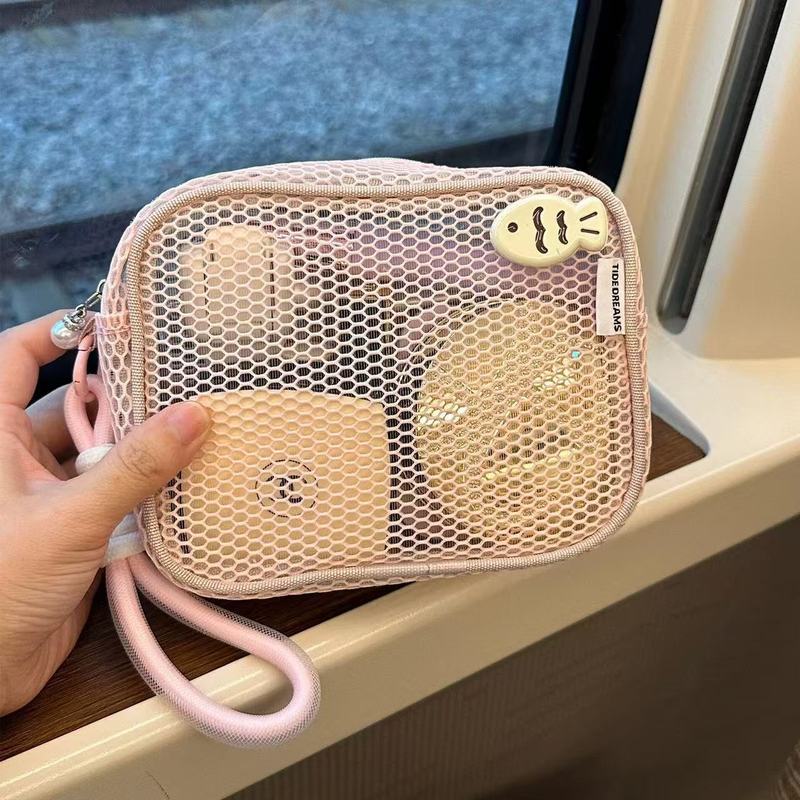 クロスボーダー豆腐メッシュ化粧品バッグ高価値ドーパミンパールジッパー大容量旅行ポータブルトイレタリーバッグ|undefined