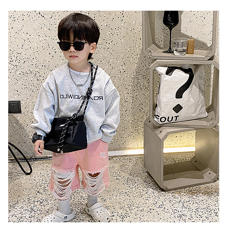 Kid'S Medium Oxford Cloth Solid Color Basic Sports Square Zipper Crossbody Bag display picture 5