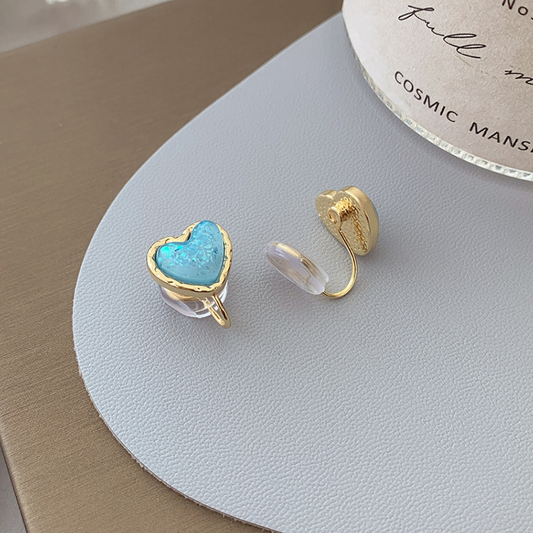 1 Pair Quantity Daily Occasion Wholesale Jewelry 1 Pair Sweet Heart Shape Alloy Resin Ear Clips