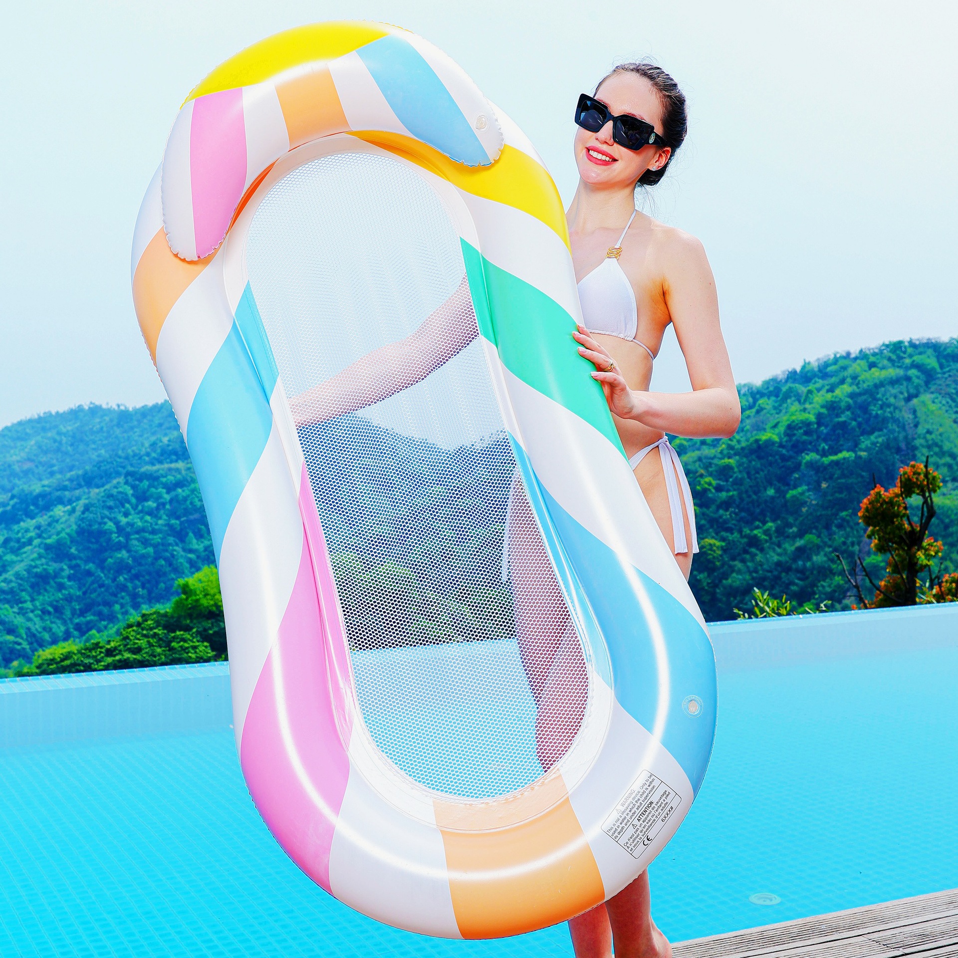 Piscina de viento minimalista círculo de natación de vacaciones círculo de natación para adultos niños sillón de piscina infinita para tomar fotos de diapositivas flotantes