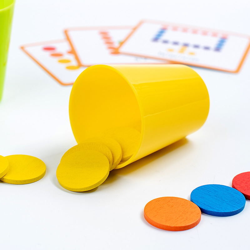 Fábrica directa de clasificación de color taza jardín de infantes juegos de mesa bebé cognitivo de color puzzle juguetes de madera al por mayor