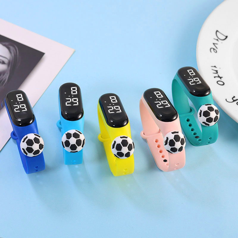 New primary and secondary school students plastic bracelet trend touch waterproof LED electronic watch cartoon football doll electronic watch