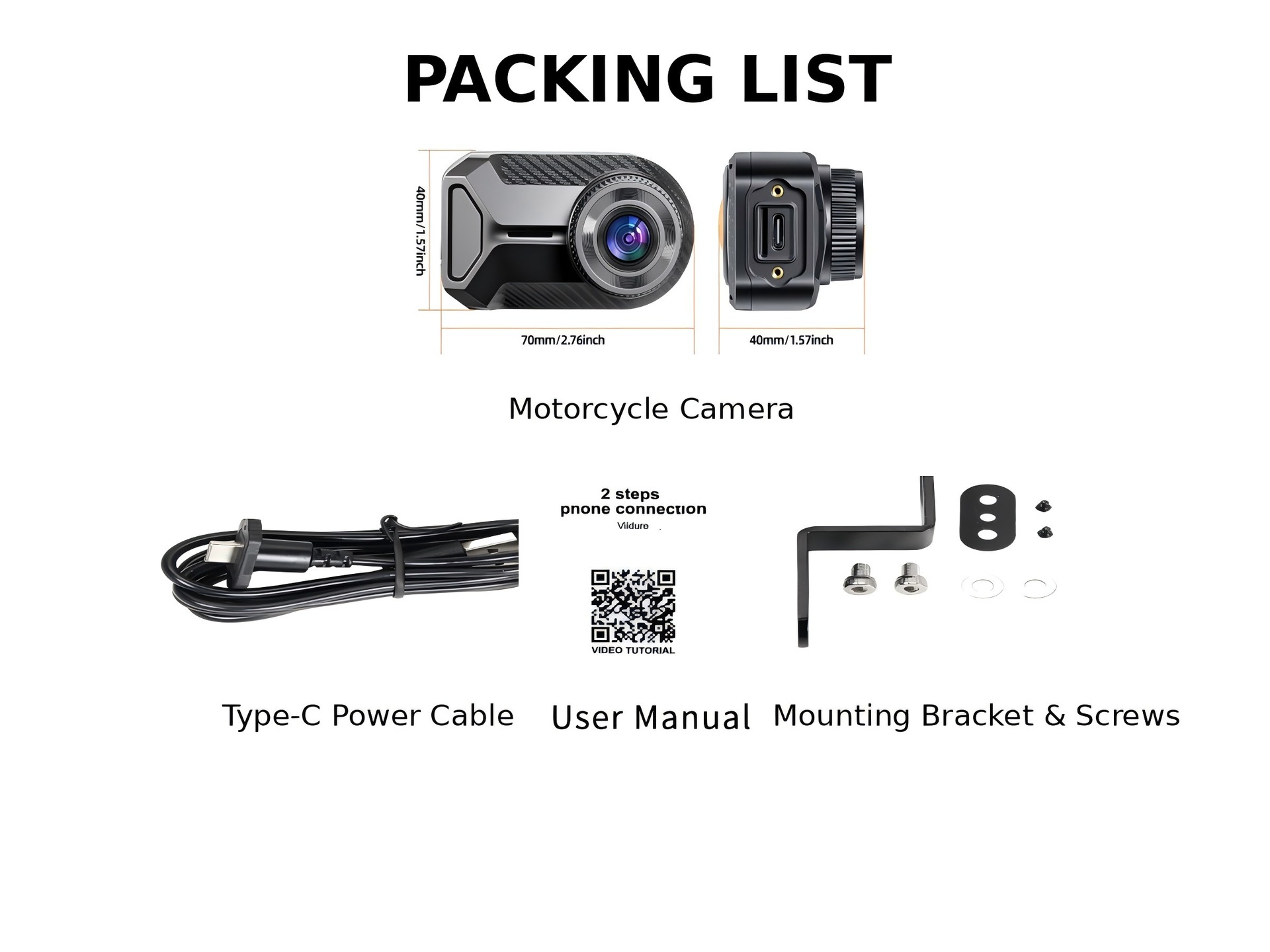 Cross-Border Motorcycle Dashcam, High-Definition Night Vision, Waterproof Riding Recorder, Wide-Angle Loop Recording
