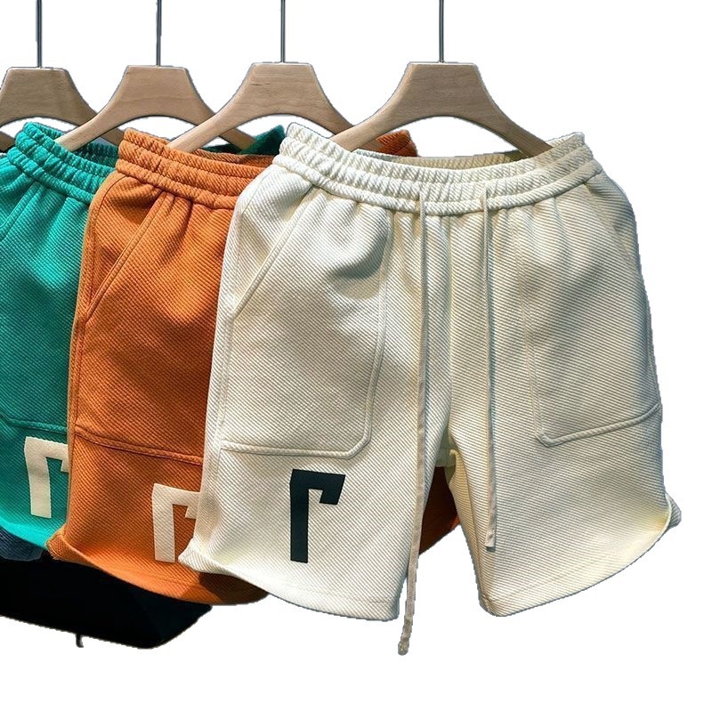 Men's Embroidered Shorts Summer Versatile Trendy INS Style Loose Fit Sporty Casual Half Pants Five Point Black_viptrois.com