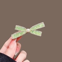 夏季新款韩国时尚水晶蝴蝶结发夹女侧边刘海夹子高级感碎发鸭嘴夹