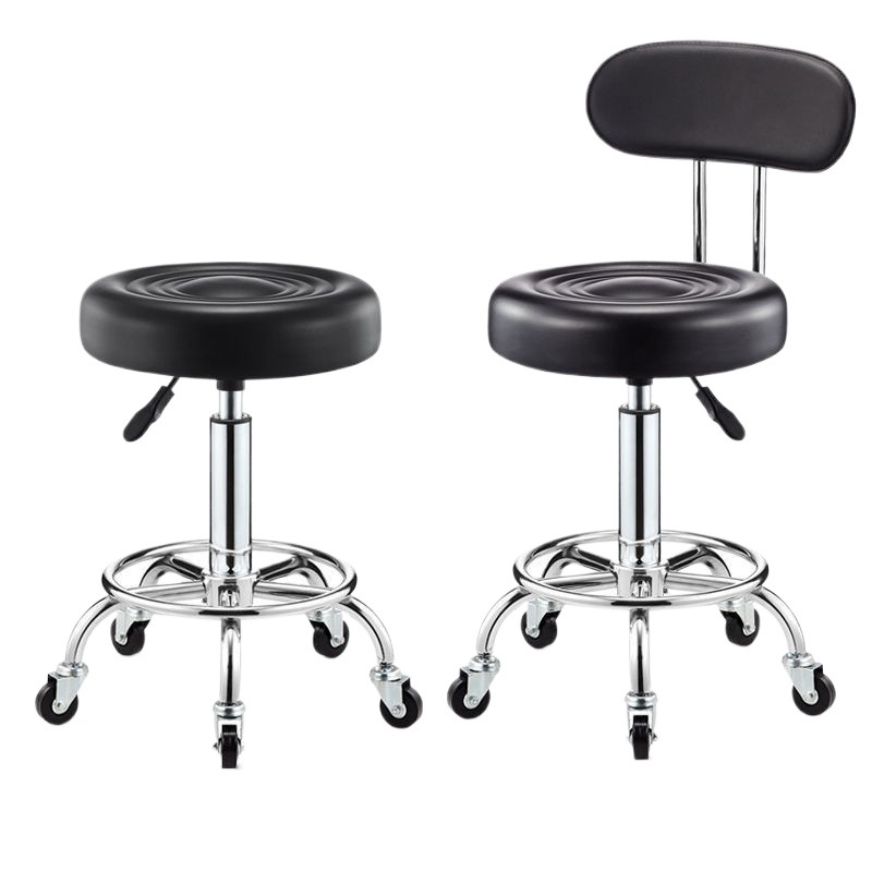 Beauty Stool Adjustable Rotating Pulley Large Work Stool Round Stool Barber Shop Hair Salon Bar Chair Backrest Bar Chair