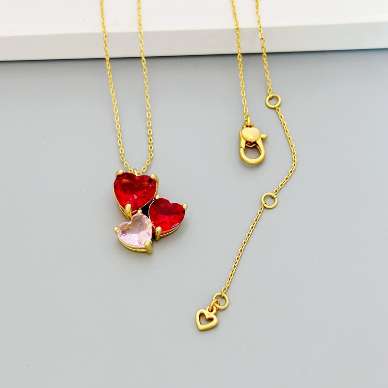 1 Piece, 1 Pair Quantity Wholesale Jewelry Sweet Heart Shape Brass Plating Jewelry Set Cable Chain