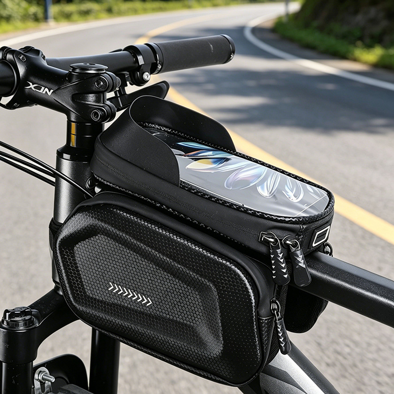 bolsa de vigas delanteras para bicicletas transfronterizas para bicicletas de montaña para vehículos de carretera para ciclismo impermeable para uso general en el teléfono móvil bolsa de tubería