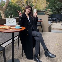 皮毛一体羊羔毛皮草外套女冬羊剪绒大衣黑色长款2025年新款年轻款