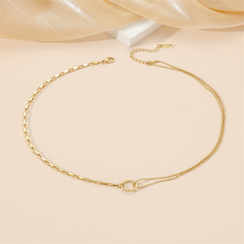 Basic Lady Geometric Titanium Steel Plating Necklace_colorza_3