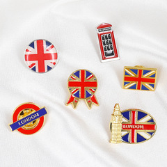 British flag brooch personalized creative building jewelry dripping oil cartoon Big Ben phone booth badge accessories