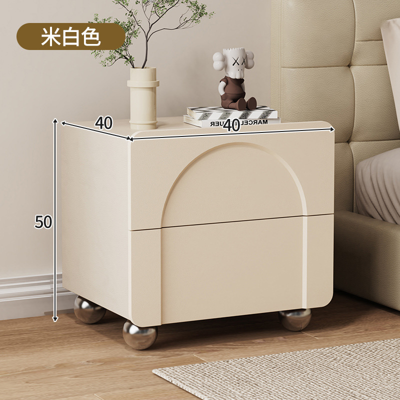 Mesita de noche de estilo crema Dormitorio doméstico Madera maciza Pequeña celebridad neta Casilla de almacenamiento de cabecera moderna simple creativa Armario de almacenamiento