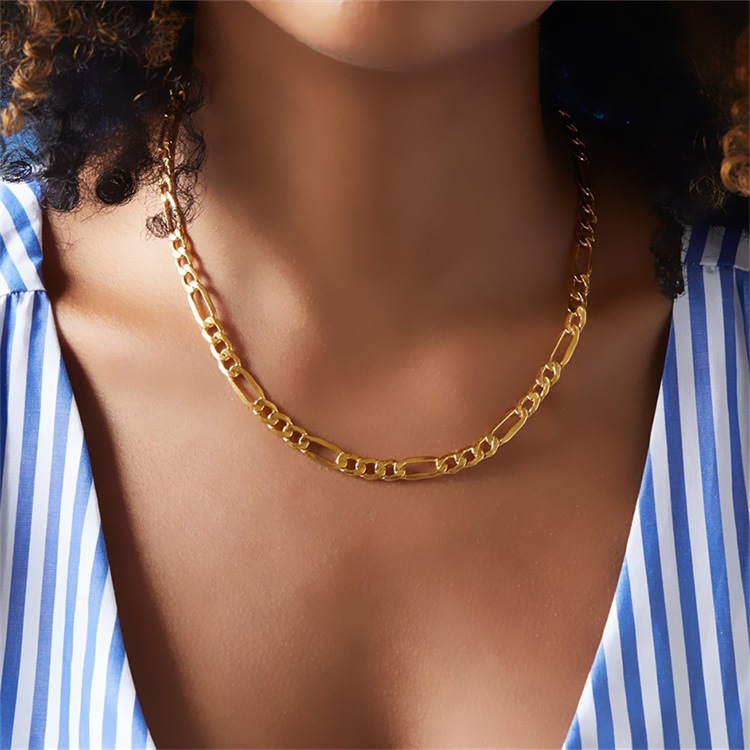 Acier Inoxydable Plaqué Or 14K Mode Placage Forme En U Collier display picture 3