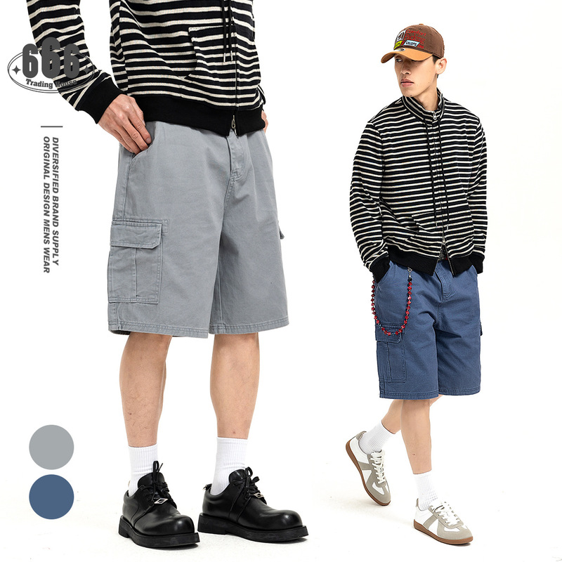 Forn3 Trendy American-Style Workwear Mid-Length Pants for Men, Loose-Fitting Five-Point Pants, Summer Casual Straight-Leg Pure Cotton Shorts N1980