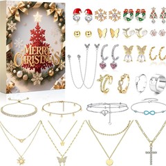 2024新しいクリスマスプレゼントカウントダウンカレンダー降臨節ジュエリーブラインドボックスピアスネックレスブレスレットギフトボックスアクセサリー女性