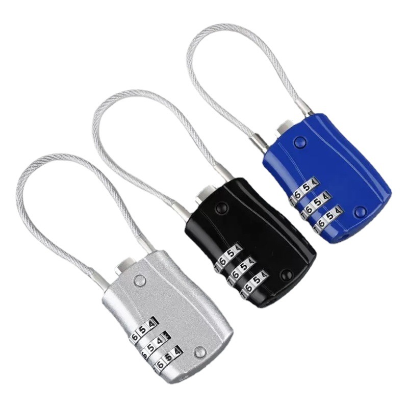 Steel wire password padlock small luggage outdoor car basket waterproof rust rope lock university dormitory cabinet lock wholesale
