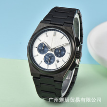 工厂现货批发跨境外贸爆款商务时尚多功能计时六针钢带石英表腕表